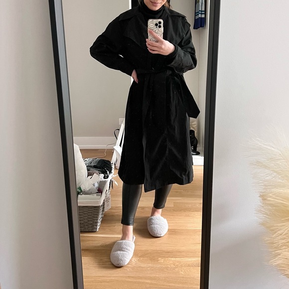 EUC ARITZIA WILFRED Requiem Trench Coat XXS Belted Black Water-Repellent Jacket - Picture 4 of 15